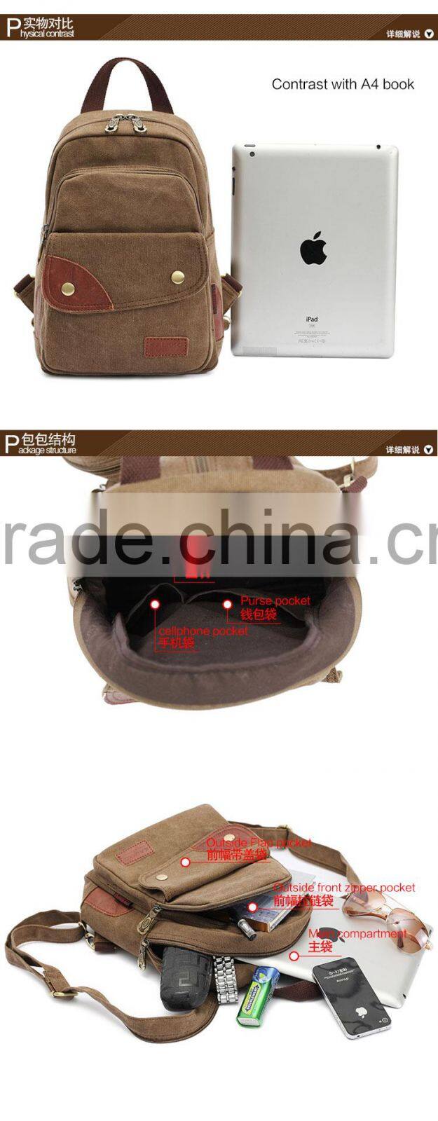 Casual Medium Soft Canvas Women Backpack Canvas Rucksack Bag Pack School Bag Ladies Satchel Bag Shoulder Travel Bag