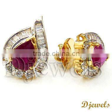 Diamond Gold Earrings, Stylish Diamond Earrings, Diamond Jewellery