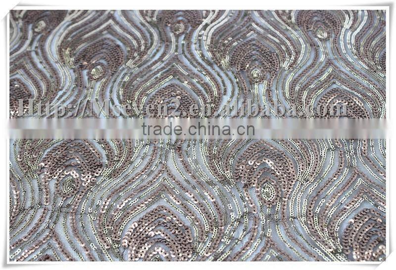 Antique gold Fancy Pretty glitter sequins embroidery sequin fabric for dress