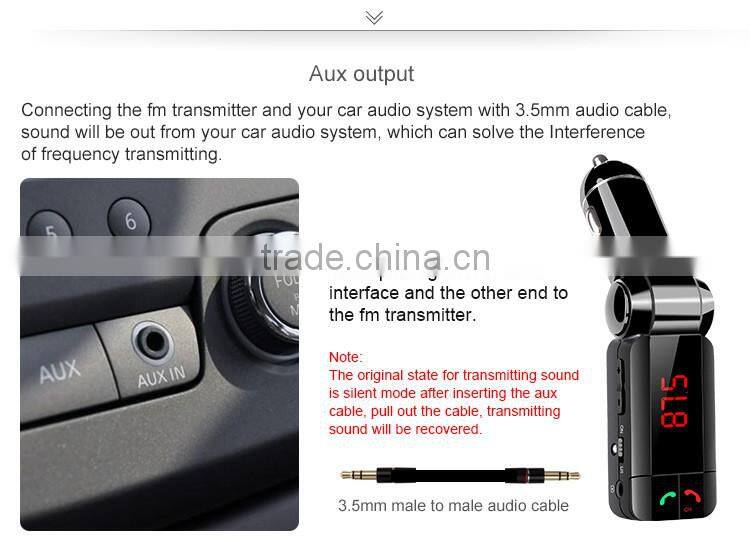 car handsfree bluetooth fm transmitter and USB charger
