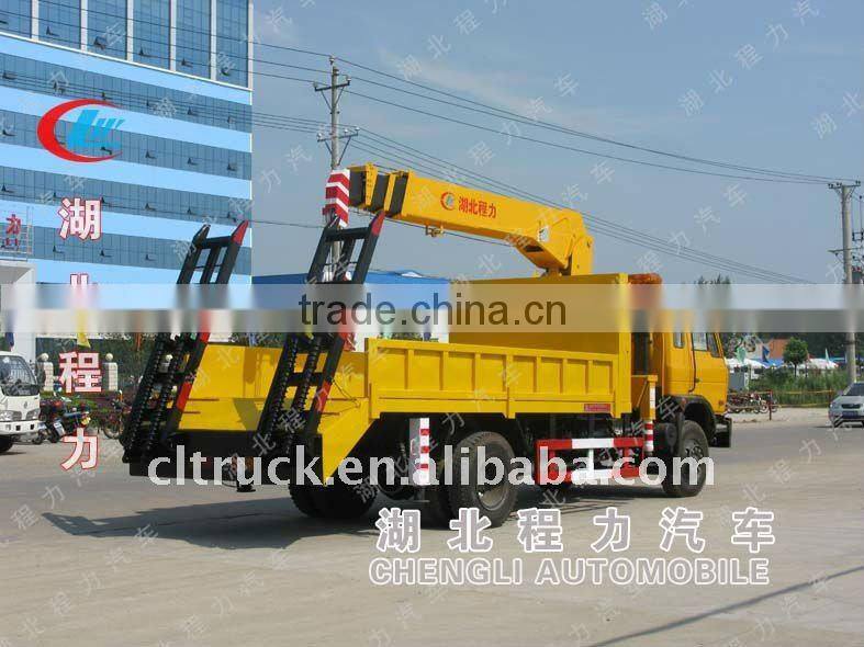 Dongfeng side wall flatbed truck with crane for sale