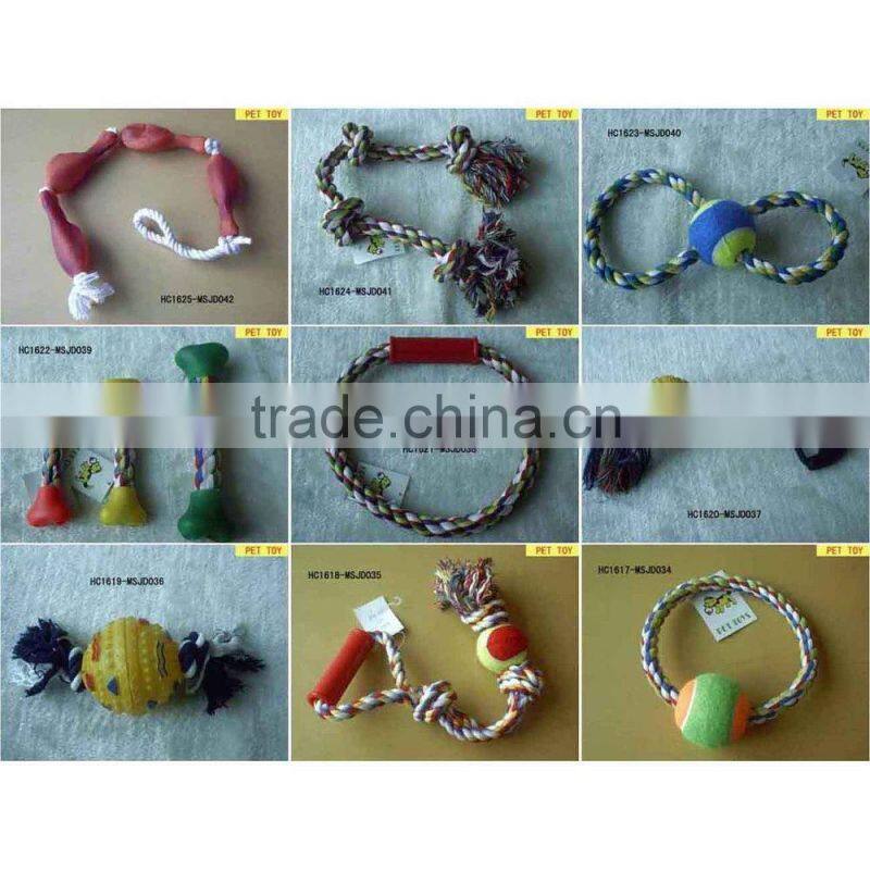 TPR Rubber pet dog toy with cotton rope