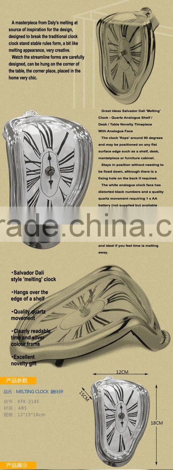 Creative L Shape Curving Wall Clock, Fashion Melting Clock, Roman Number Clock