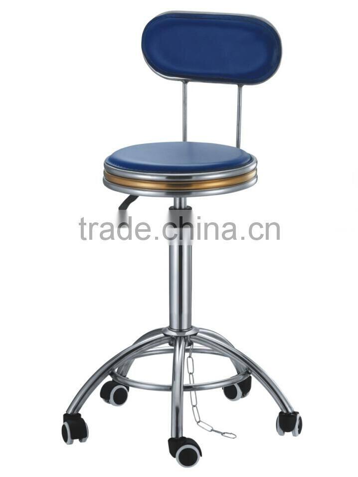 Leather Backrest Stool with Gas lift and Wheels