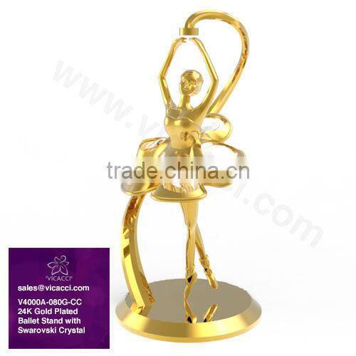 24K Gold Plated Decorative Ballet Mini Stand with crystals from swarovski