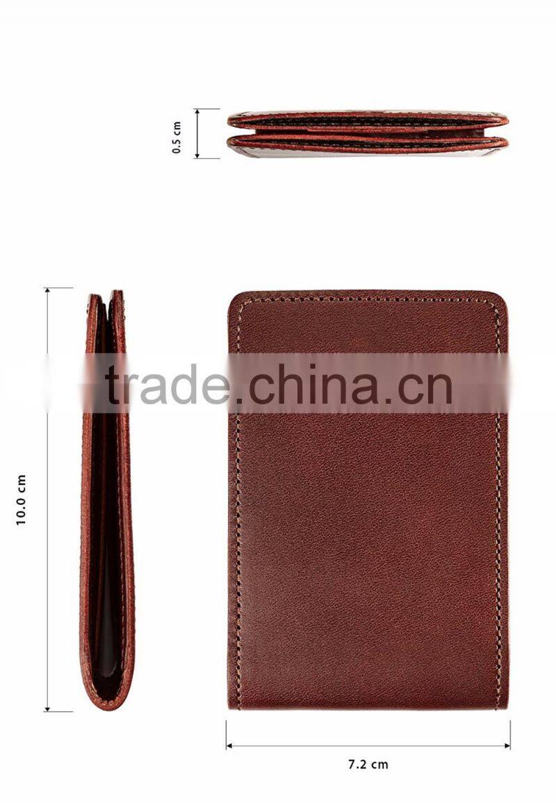 pull tab card holder Ultra Slim Bifold Leather Wallet