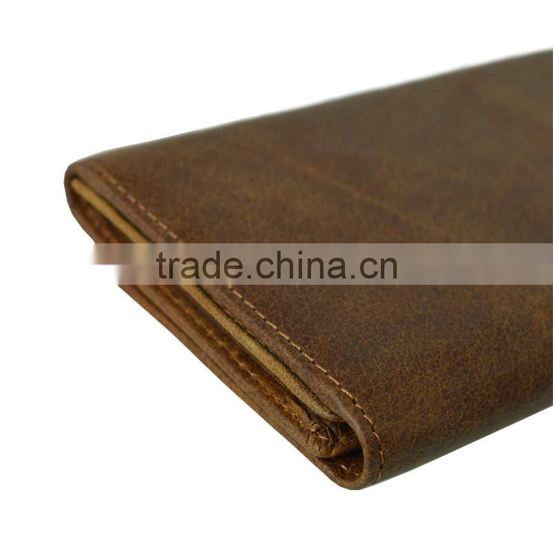 Promotion gifts crazy horse leather long credit card wallet men with coin pocket
