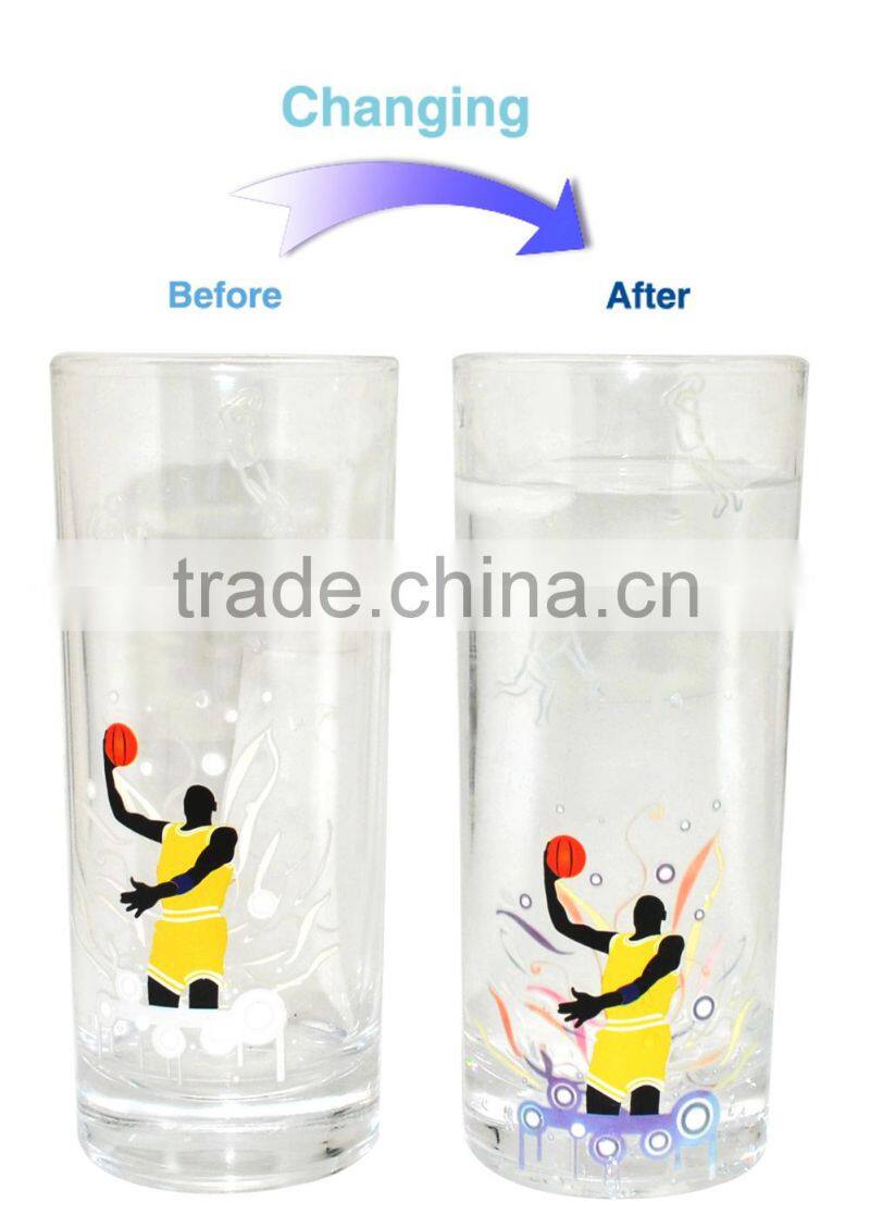 hot sale clear glass food grade custom glass mugs with color changing