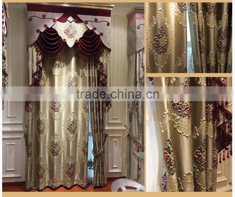 M896 momoda luxury home decorations french full set curtain with sheers and valance arab curtain