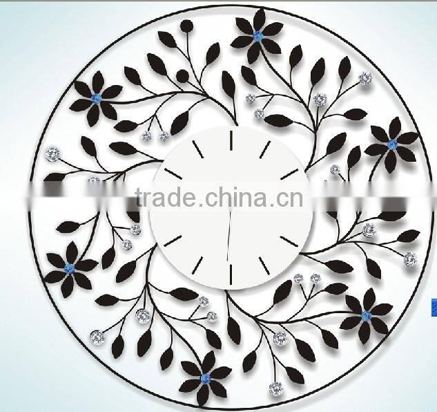Flower crystal metal wall digital clock