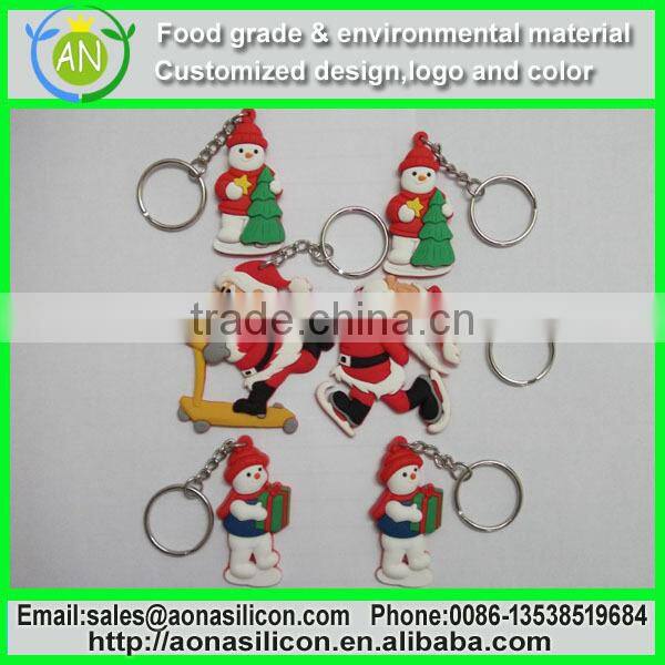 China factory Lovely silicone Father Christmas keychain for child