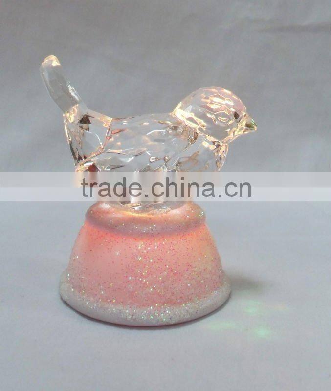Small Acrylic LED Lighted clear bird animals toys decoration