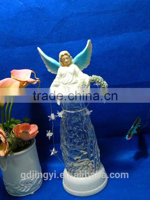 Newest style acrylic led light white christmas wreaths angel with string light