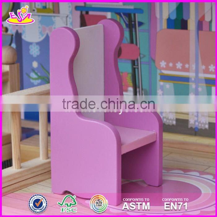 2017 new design lovely pretend play wooden girls dollhouse W06A161