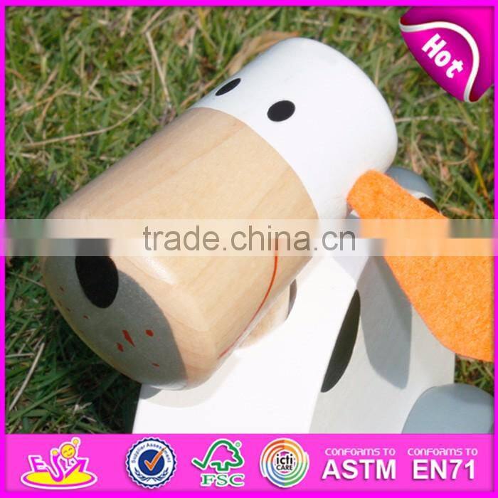 New Kid Cute Wooden Dog Pull Line Toy,Animal design wooden pull toy for kids,Wooden pull and push toy for children W05B095
