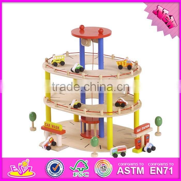 2016 New products funny children wooden toy parking garage for sale W04B040