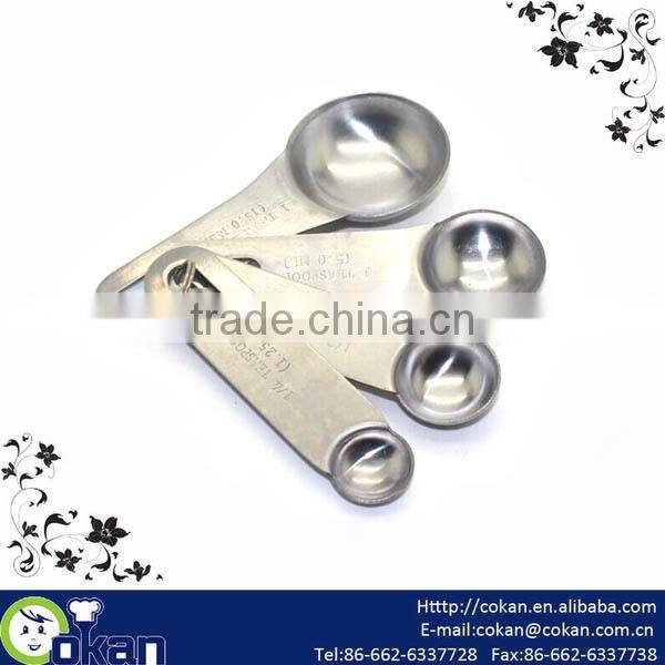 Hot selling 4pcs Stainless Steel Measuring Spoon Set 1/4 tsp,1/2 tsp,1 tsp,1 tbp