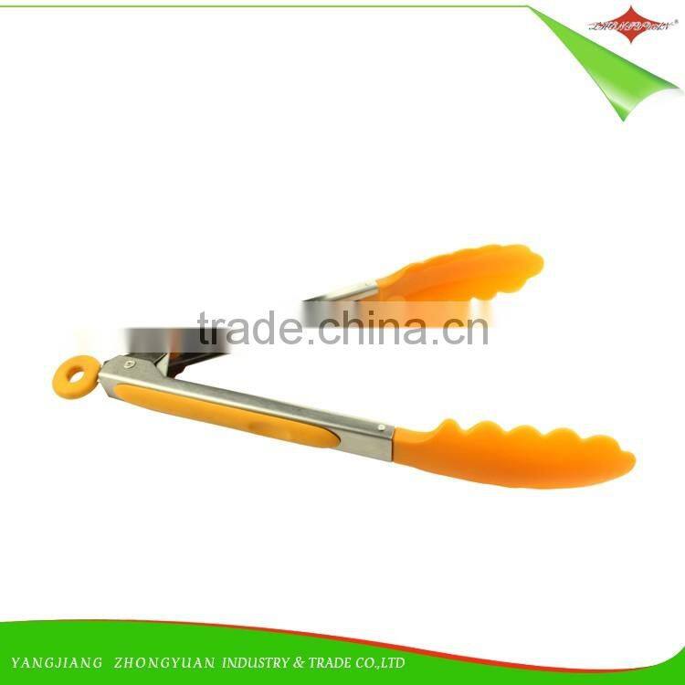 ZY-H3004 9"Food safe stainless steel bbq tongs for kitchen tools