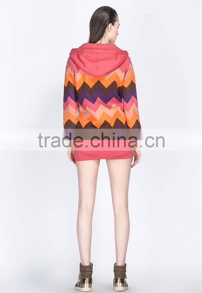 elongated cheap two tone thick wholesale fleece longline dress hoodies women with zip made in china