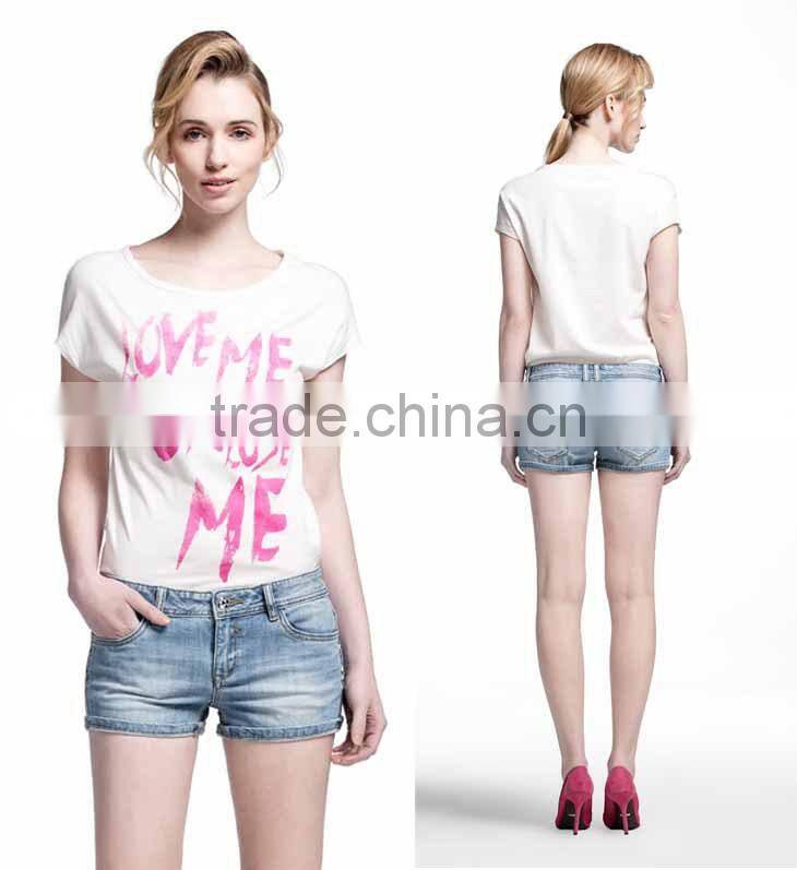 2015 Classic Cotton short wash denim jeans for women