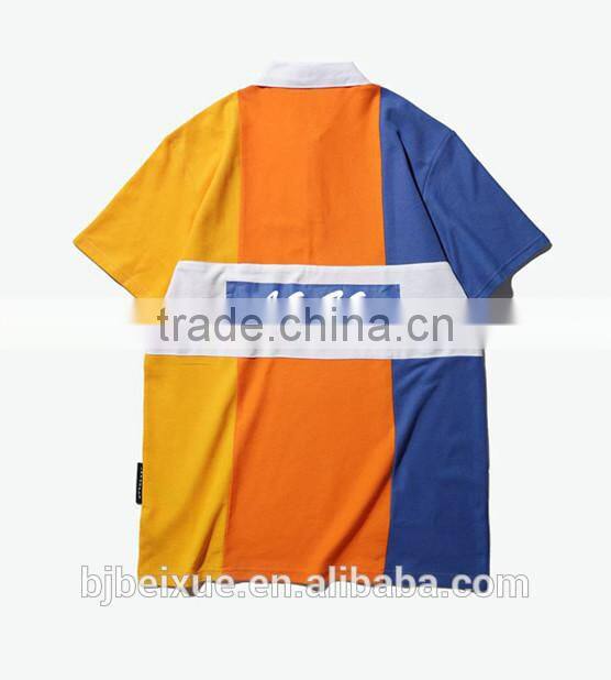 short sleeve cotton color combination new design logo print polo shirt