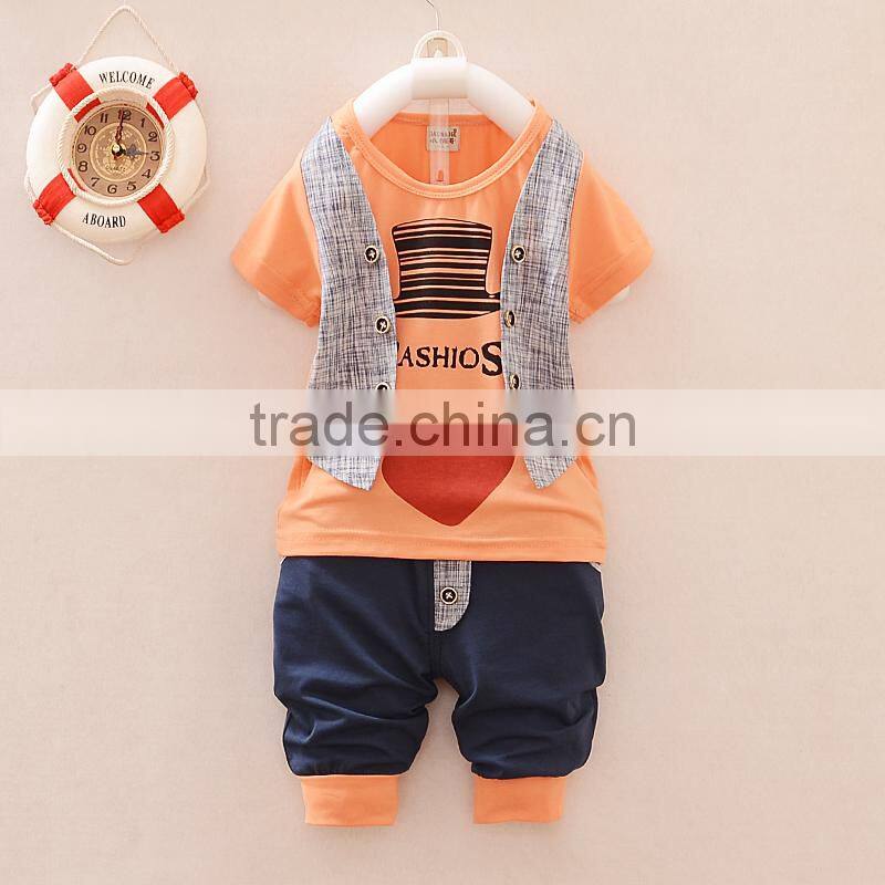 2015 soft 100%cotton lovely boys fancy suit with latest design
