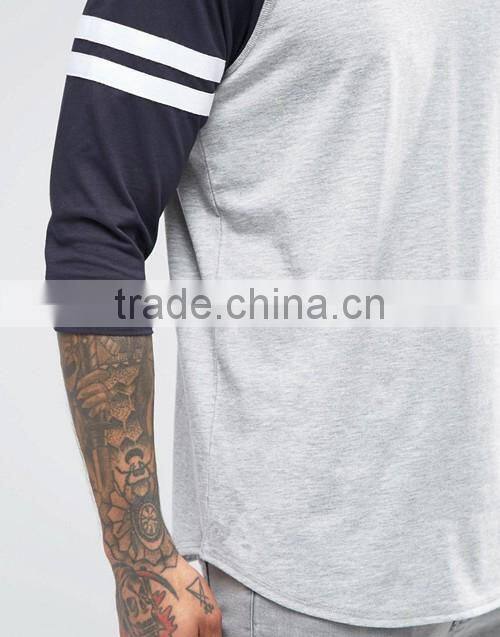 Design your own summer 3/4 raglan sleeve sports t-shirt from China reliable garment factory trade assurance