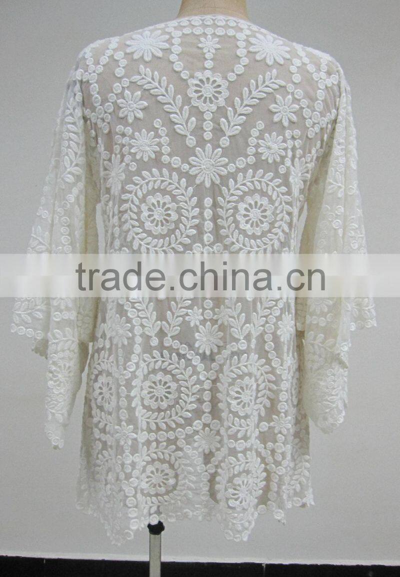 latest western ladies embroidered lace summer beach kaftan