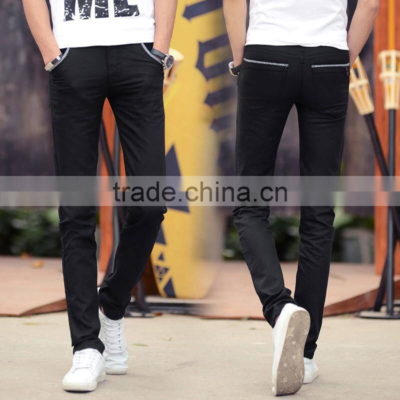 Fashion men's casual trousers solid color Slim Straight (902)