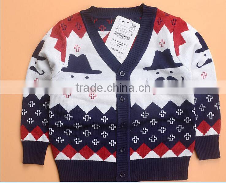 beard moustache button-down kids christmas knit sweater