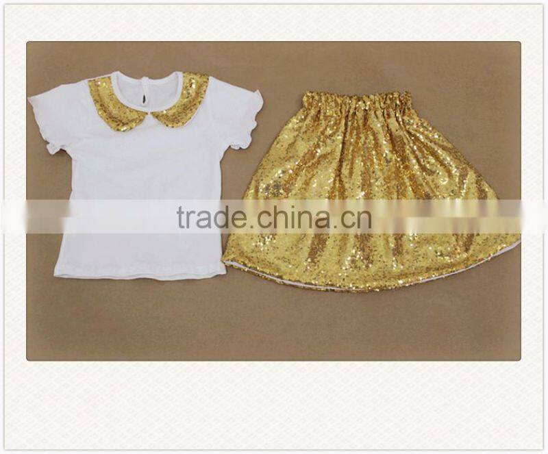 Lovely Kids Baby Girls Sequins Skirts Set Children's Shiny Gold Dress