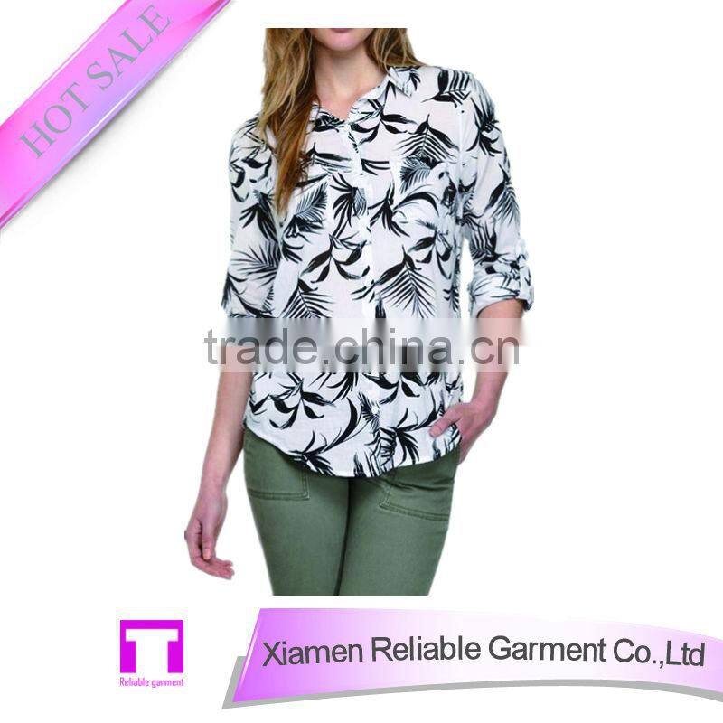 Fashion white casual blouse for ladies chinese blouse