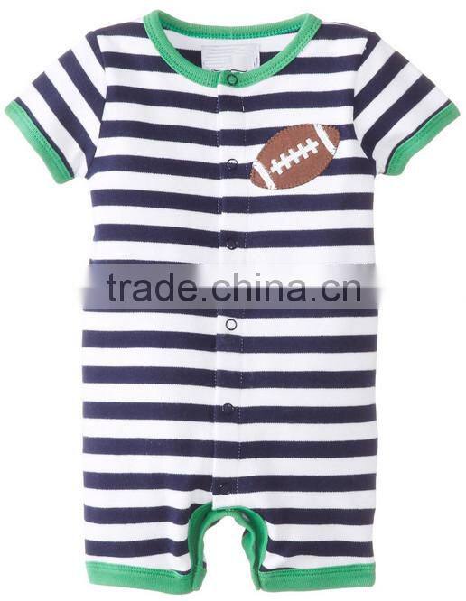 Blue and write stripe organic cotton summer wear short sleeve wholesale pattern baby jumpsuit