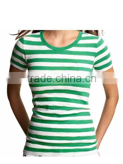 WOMEN'S STRIPED CREW NECK T SHIRT