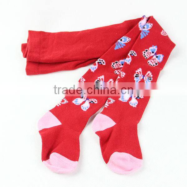 Red colored sexy girls tights legging with vivid butterfly