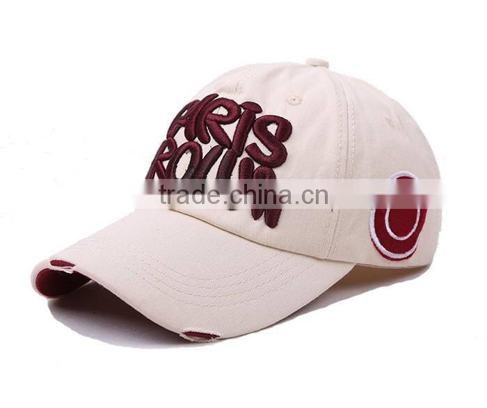 100% cotton long bill 6 panel cotton promotional custom baseball cap