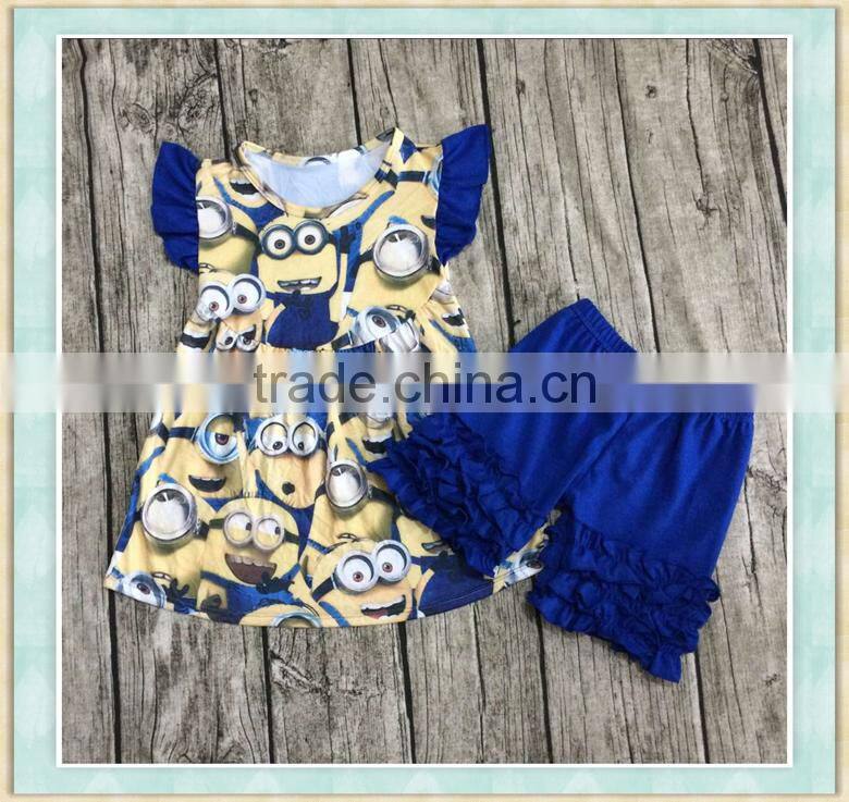 wholesale girls boutique children's summer green snowman pattern suit