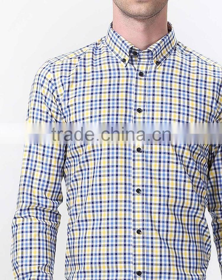 Long sleeve formal shirts for men fancy plaid printed garments
