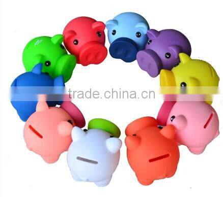 Custom PVC plastic cute piggy bank pink pig piggy bank