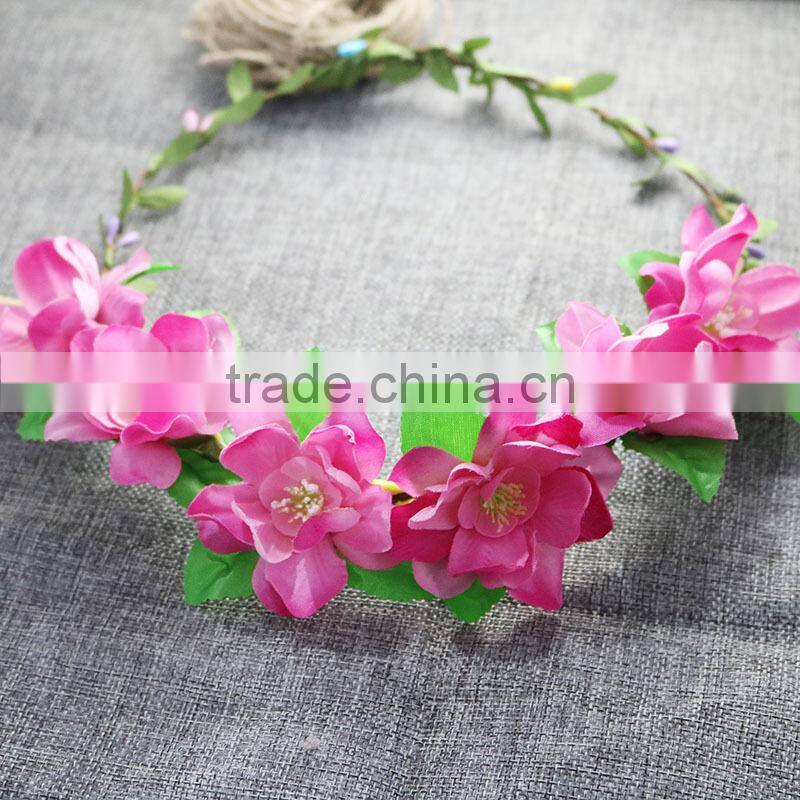 Luxury Wedding Rose Garland Hawaii Artficial Flower Hairband Wreath Headband