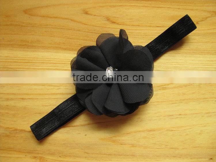 Factory Price Hot Sale ribbon flower cute plain baby headbands kid hair accessory