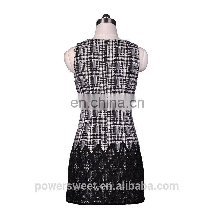 OEM Clothing 2014 Fashion Lace Plaid Ladies Winter One Piece Dress