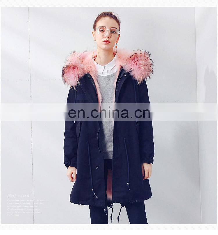 Custom Soft Cheap European Style Real Fox Fur Lining Women Hooded Coat