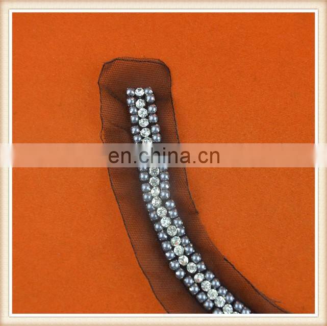 Latest custom wholesale design rhinestone beads embroidery neck trim