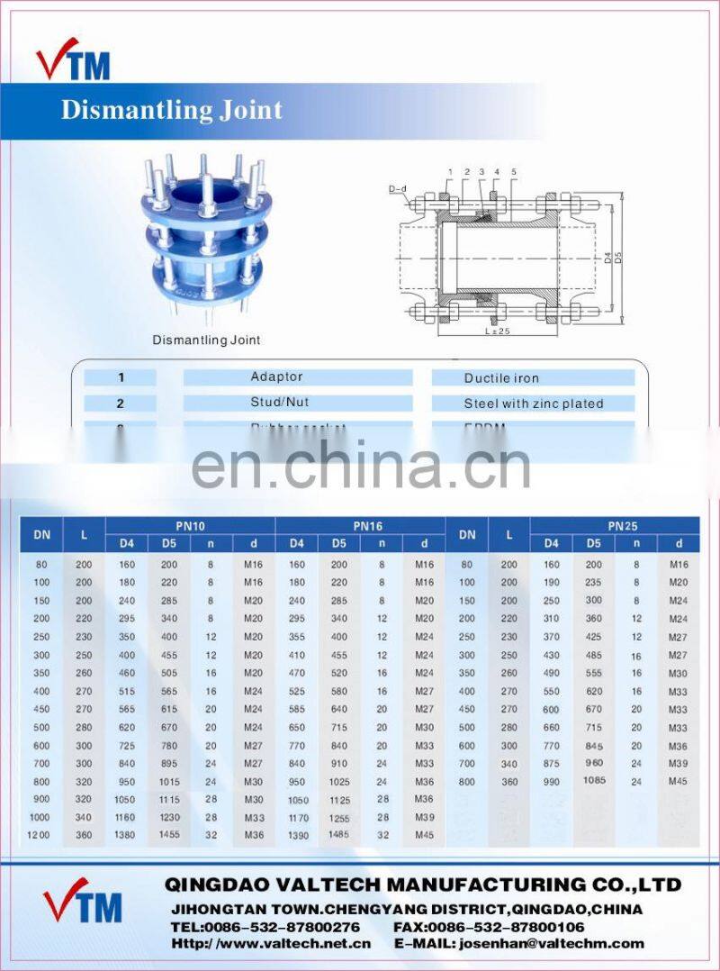 Ductile iron restraint dismantling joint