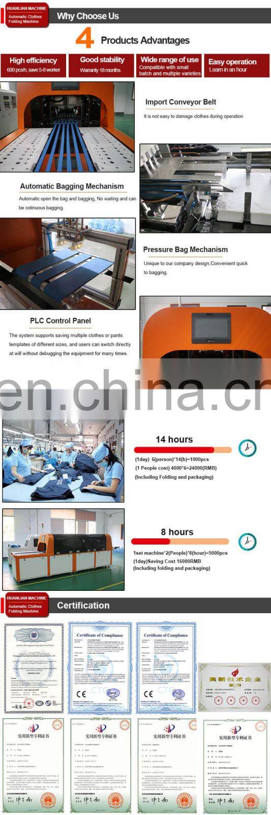 Automatic Detector Different Thickness of Garment Automatically Bagging Shirt Folding Machine