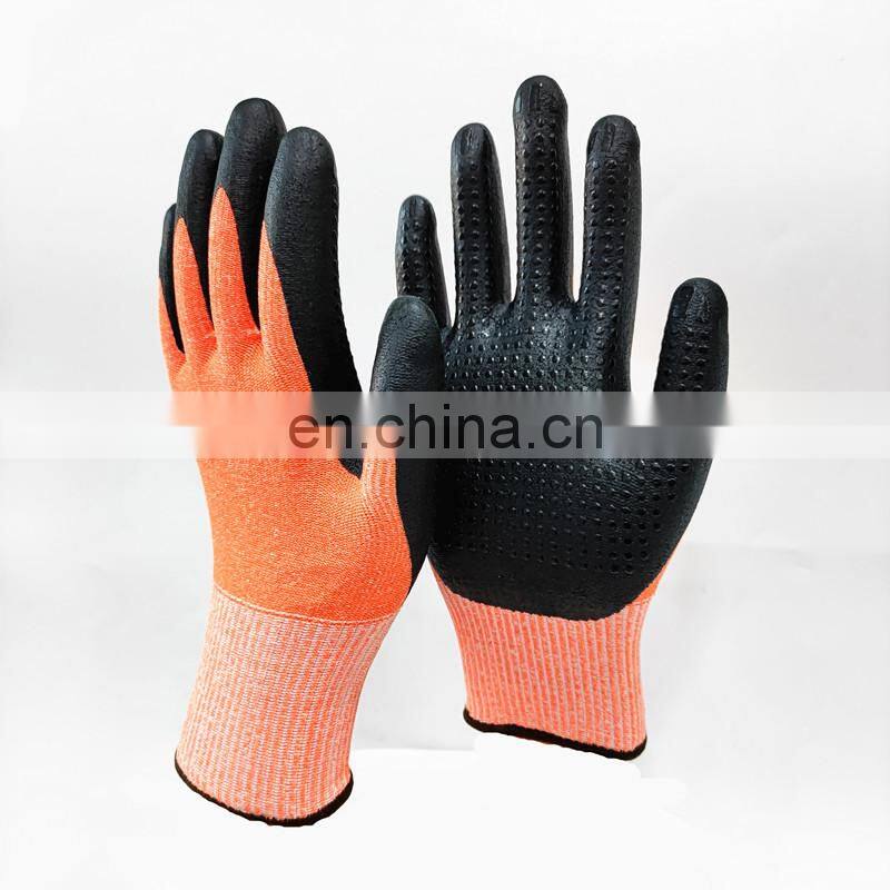 Micro Foam Nitrile Coated Oil Resistant Anti Cut Work Gloves U2 ANSI Level 5 Cut Safety Glove EN388 Guantes Anticorte De Nitrilo
