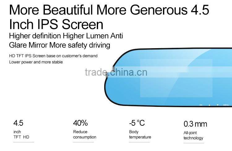 170 degree wide view angle 5.0 inch car rearview mirror video recorder