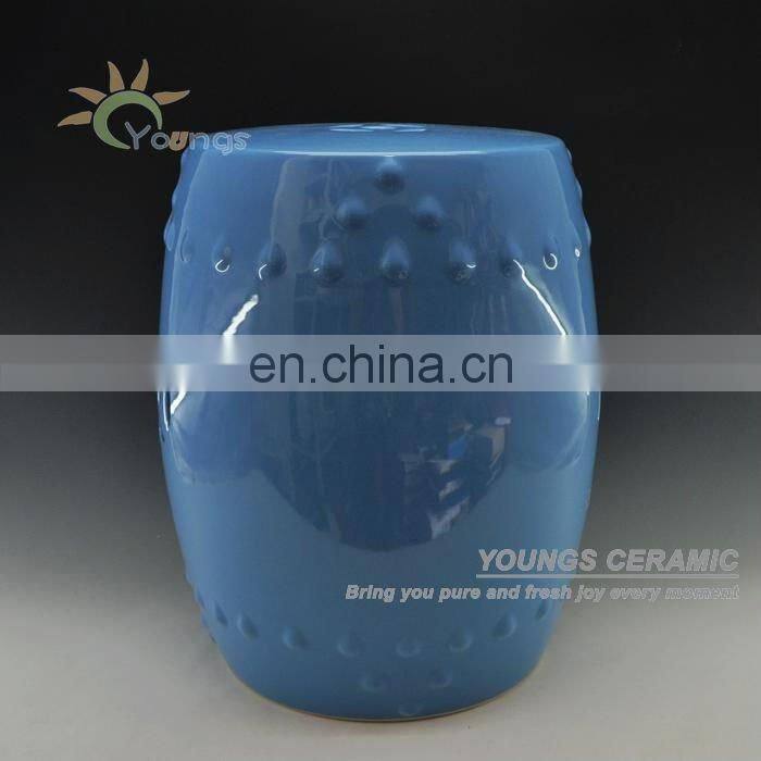 High Temperature burning Blue Glazed Chinese Ceramic Garden Stool Seat