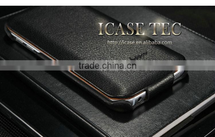 for samsung galaxy s6 edge flip case with real leather material